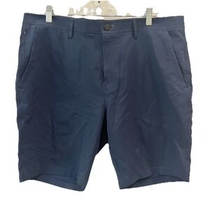 Public Rec Dealmaker Chino Shorts Men's Size 36 Blue 8" Inseam Golf Stretch